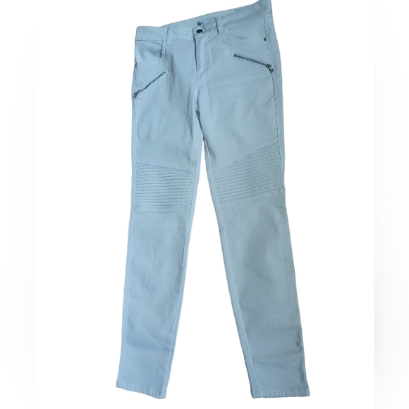 Zara Womens Midrise White Skinny Jeans Textured With Zippers Pockets Size 4 - Picture 5 of 10